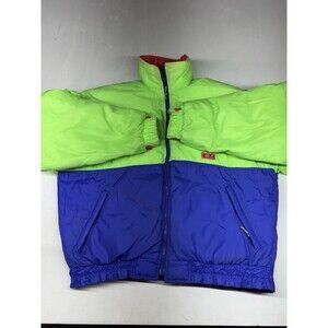 CB Sports Winter Ski Puffer Jacket Men’s XL Colorblock Full Zip Reversible 80s